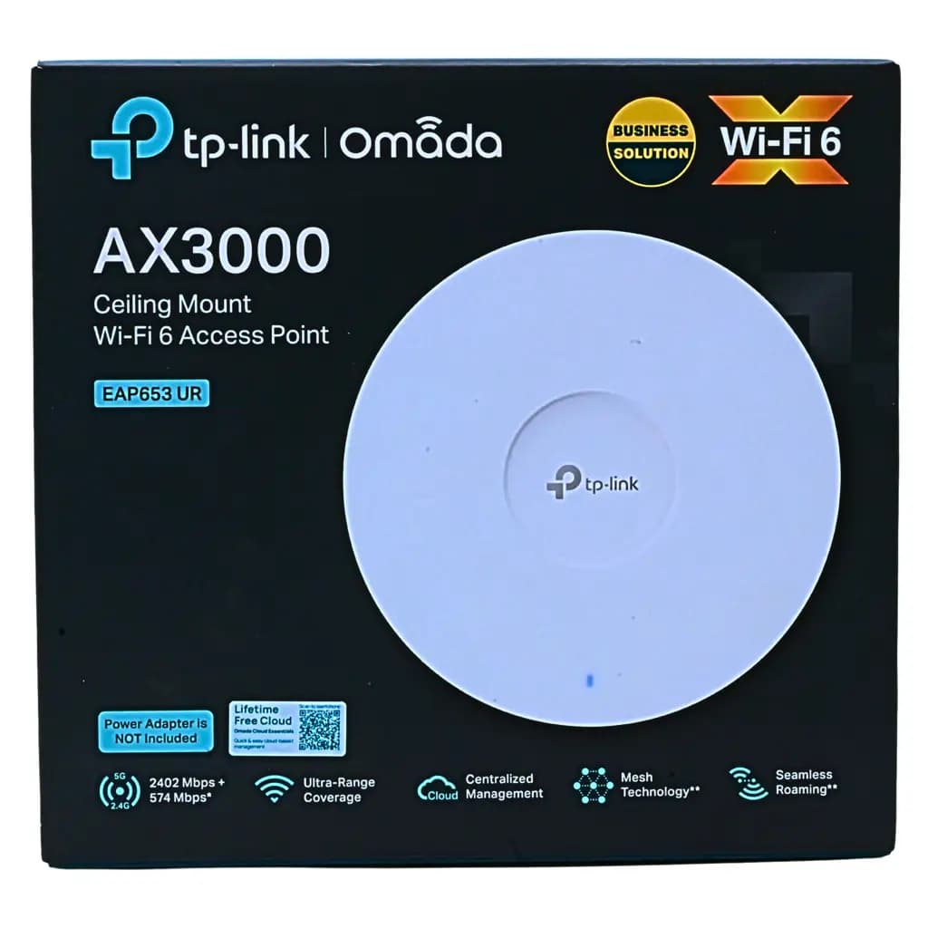 TP-Link EAP653 Access Point featuring WiFi 6 technology, high-speed connectivity, and high-grade coverage.