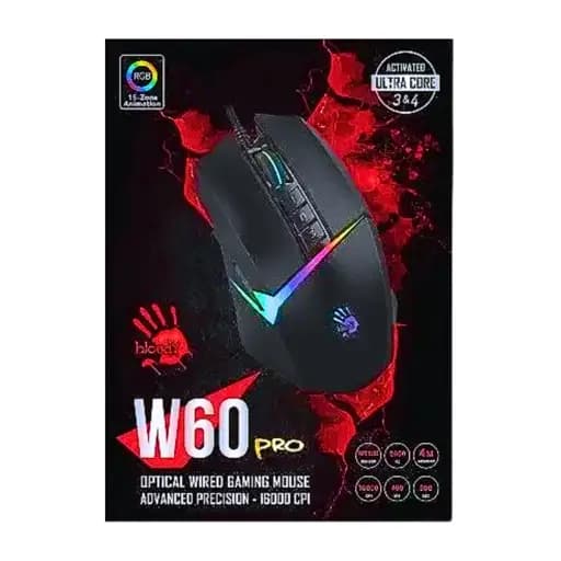Buy Bloody W60 Mini gaming mouse with RGB lighting, precision tracking, lightweight design, and accurate gaming performance.