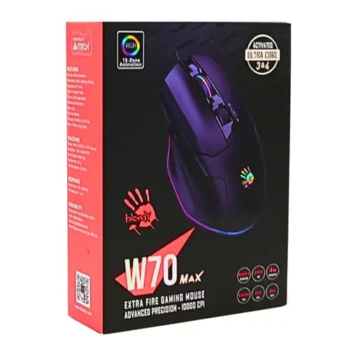 Shop the Bloody W70 Max RGB gaming mouse with precision tracking, modern design, and good gaming performance.