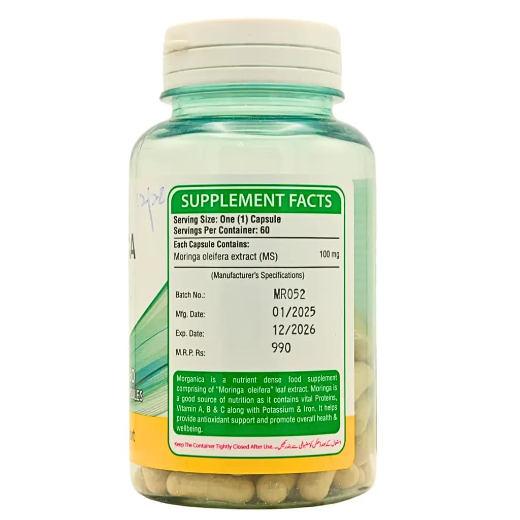 Morganica Capsules by Nutrifactor with Moringa Oleifera extract for natural health.