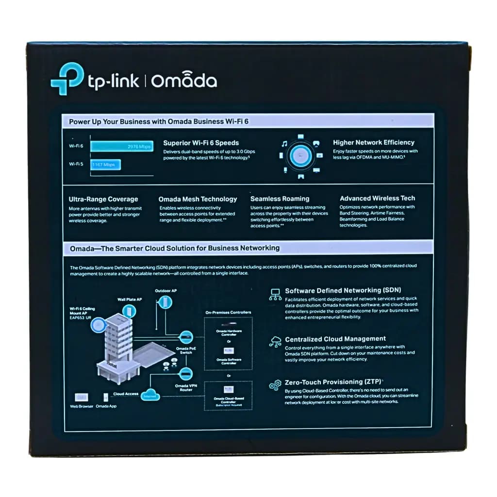 TP-Link EAP653 Access Point featuring WiFi 6 technology, high-speed connectivity, and high-grade coverage.