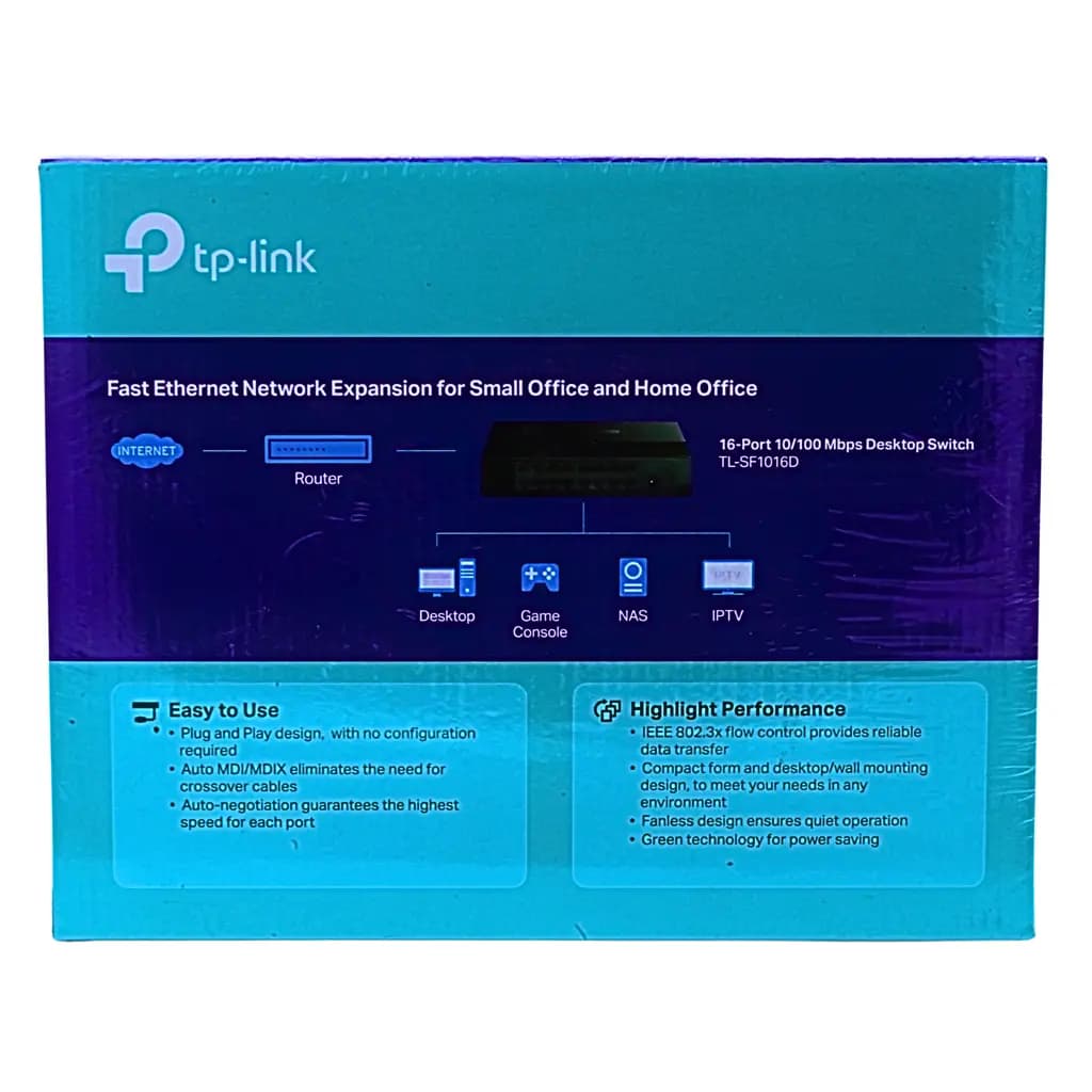 TP-Link 16-Port Ethernet Switch with plug-and-play setup and reliable network expansion. The TP-Link switch offers fast, reliable service.