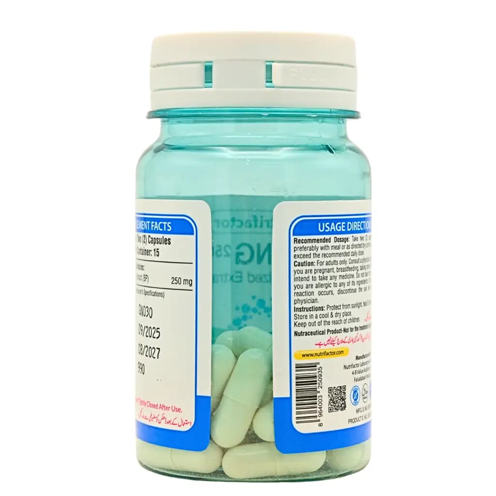 Ginseng 250 mg is a herbal dietary supplement formulated to support vitality, immunity & mental health. 