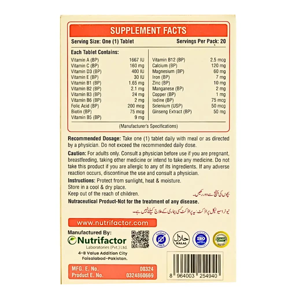 Ginsoden Nutrifactor is a blend of 20 vital nutrients & Ginseng extract to support a healthy & active body