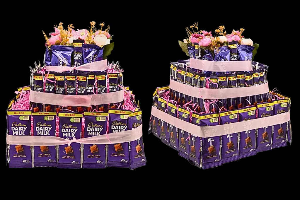 Chocolate Tower with Dairy Milk and Flowers – Elegant Gift