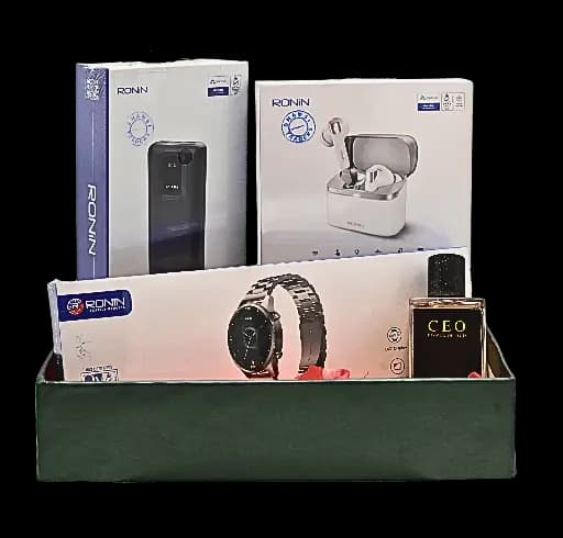 4-in-1 Men’s Eid Gift Hamper – Luxury Watch, Power Bank, Perfume &amp; Earbuds