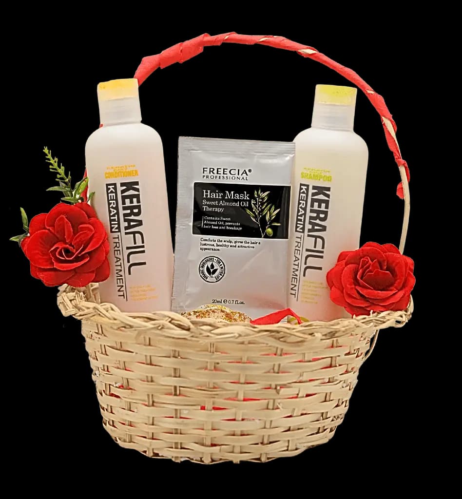 Keratin Hair Care Essentials Bundle – Kerafill Shampoo, Conditioner &amp; Almond Oil Hair Mask