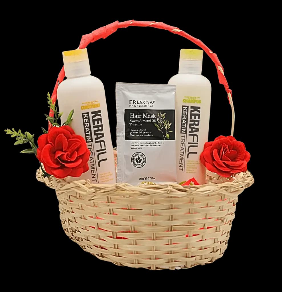 Keratin Hair Care Essentials Bundle – Kerafill Shampoo, Conditioner &amp; Almond Oil Hair Mask