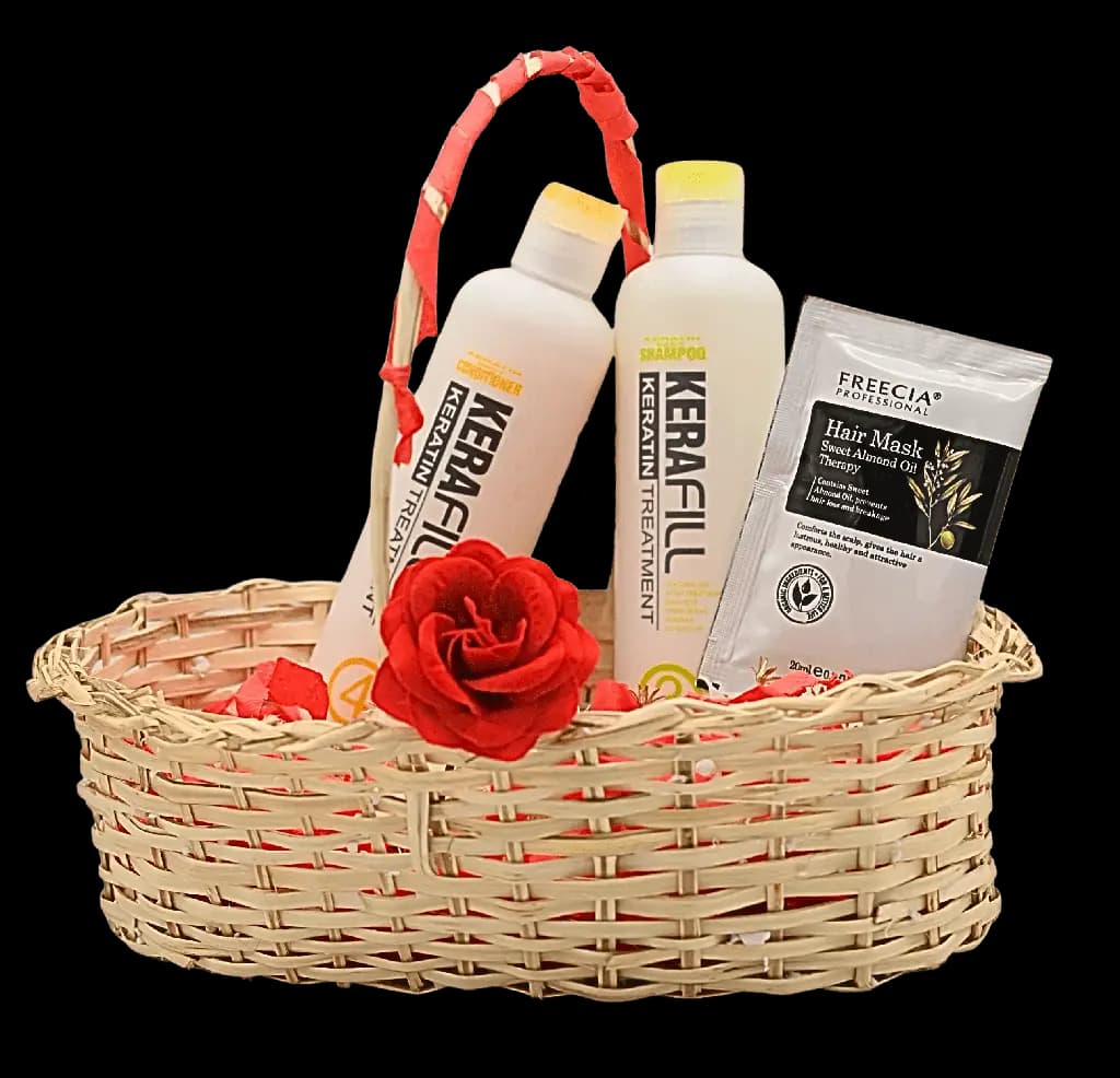 Keratin Hair Care Essentials Bundle – Kerafill Shampoo, Conditioner &amp; Almond Oil Hair Mask