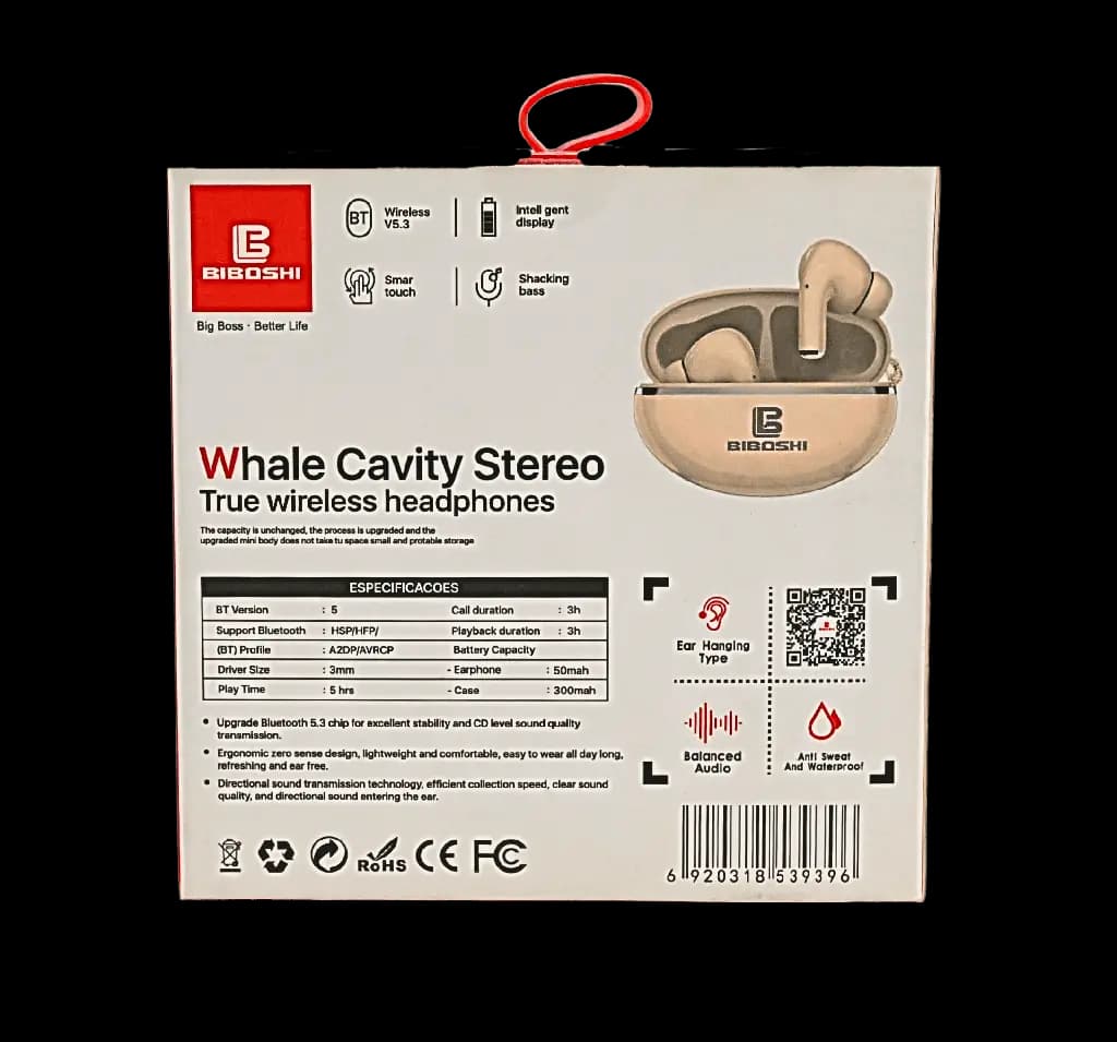 BIBOSHI B04-02 Whale Cavity Stereo True Wireless Headphones