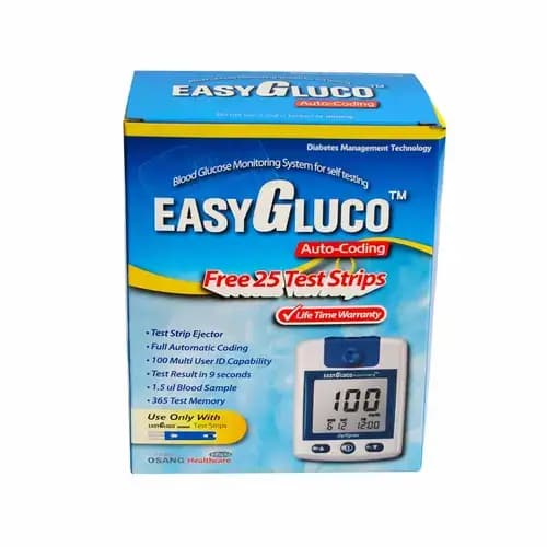 Easy Gluco Auto Coding Blood Glucose Monitor (Complete Kit) (25 Strips)
