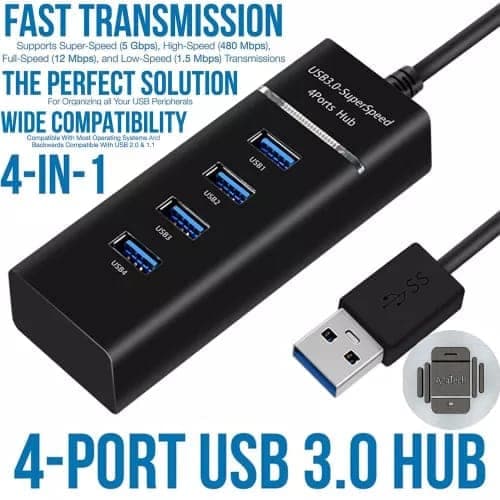 USB 3.0 Hub 4 Ports High Speed usb 3.0 port Hub Splitter Fast Data Transfer USB Hub.